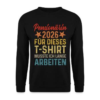 Pensioner 2026 - Unisex Sweatshirt - black - Front - Alina (178cm) & Michal (187cm)