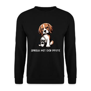 Sprich mit der Pfote Beagle Beaglebesitzer  - Unisex Pullover - Schwarz - Vorne - Alina (178cm) & Michal (187cm)