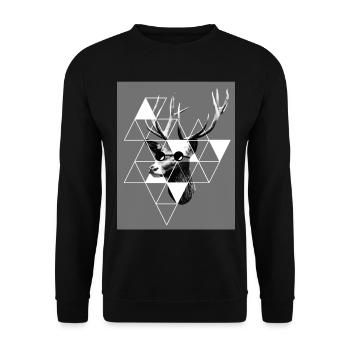 Hirschkopf - Hirsch - Hipster - Unisex Pullover - Schwarz - Vorne - Alina (178cm) & Michal (187cm)