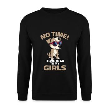 Chien Chien Dictons Propriétaires de chiens Pas de temps Promenade - Sweat-shirt Unisexe - noir - Devant - Alina (178cm) & Michal (187cm)