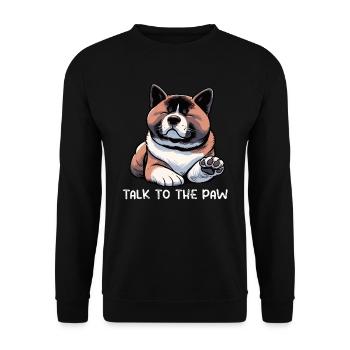 Talk To the Paw Akita Akitabesitzer Akitahund  - Unisex Pullover - Schwarz - Vorne - Alina (178cm) & Michal (187cm)