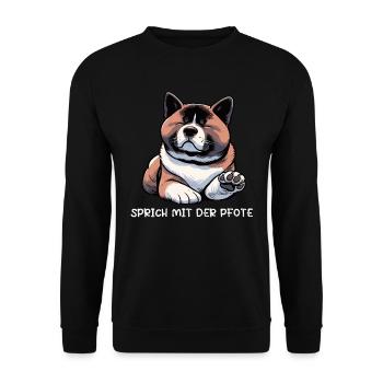 Sprich mit der Pfote Akita Akitabesitzer Akitahund - Unisex Pullover - Schwarz - Vorne - Alina (178cm) & Michal (187cm)