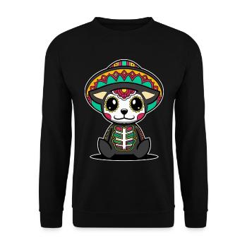 Chien dia de muertos tête de mort mexicaine kawaii - Sweat-shirt Unisexe - noir - Devant - Alina (178cm) & Michal (187cm)
