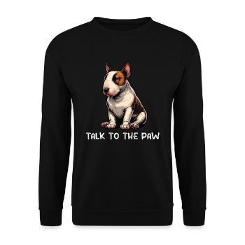 Talk to the Paw Miniatur Bullterrier Bully Bullys  - Unisex Pullover - Schwarz - Vorne - Alina (178cm) & Michal (187cm)