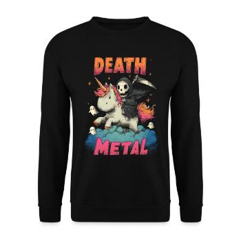 Einhorn Metal - Unisex Pullover - Schwarz - Vorne - Alina (178cm) & Michal (187cm)