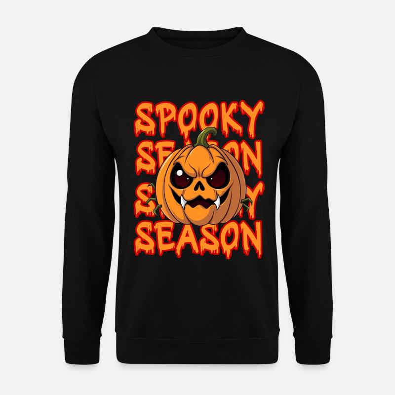 Halloween Kürbis Spooky Season Pumpkin gruselig - Unisex Pullover - Schwarz