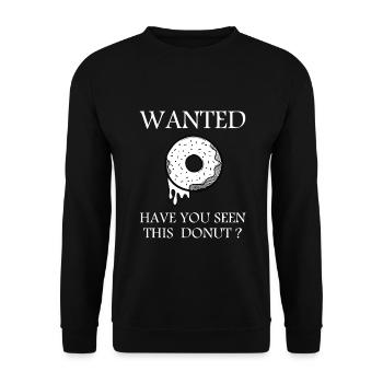 Wanted Donut T-Shirt – Lustiges Food Design - Unisex Pullover - Schwarz - Vorne - Alina (178cm) & Michal (187cm)