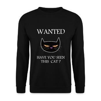 Wanted Cat Shirt – Funny Cat Design - Unisex Sweatshirt - black - Front - Alina (178cm) & Michal (187cm)