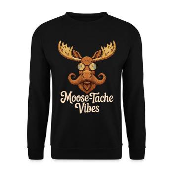 Humour Animal Élan Blague Moustache - Sweat-shirt Unisexe - noir - Devant - Alina (178cm) & Michal (187cm)