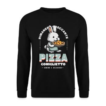 Häschen Pizza - Unisex Pullover - Schwarz - Vorne - Alina (178cm) & Michal (187cm)