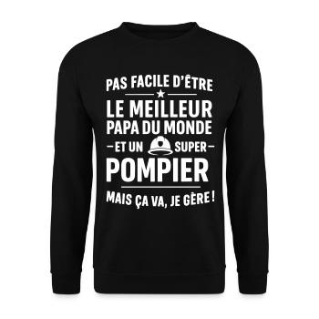 Firefighter – Super Dad Firefighter - Unisex Sweatshirt - black - Front - Alina (178cm) & Michal (187cm)