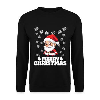 Weihnachtsmann Weihnachten Merry Christmas Schnee - Unisex Pullover - Schwarz - Vorne - Alina (178cm) & Michal (187cm)