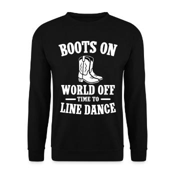 Boots On - World Off Tome To Linedance - Unisex Sweatshirt - black - Front - Alina (178cm) & Michal (187cm)