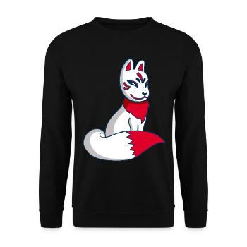 White and Red Fox Manga - Unisex Pullover - Schwarz - Vorne - Alina (178cm) & Michal (187cm)
