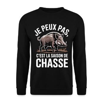 Ich kann nicht, es ist Jagdsaison - Unisex Pullover - Schwarz - Vorne - Alina (178cm) & Michal (187cm)