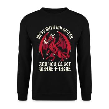 Dragon Lover Funny Brother - Unisex Sweatshirt - black - Front - Alina (178cm) & Michal (187cm)