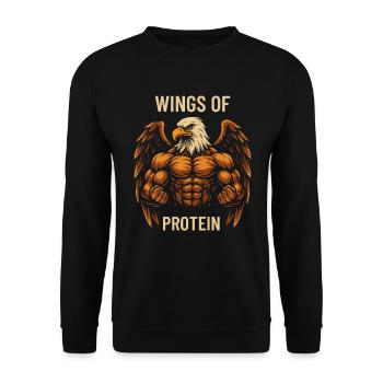 Flügel des Proteins Kraftadler - Unisex Pullover - Schwarz - Vorne - Alina (178cm) & Michal (187cm)