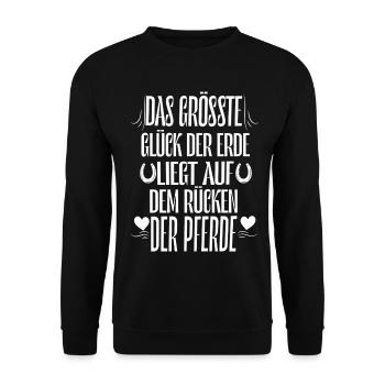 The greatest happiness on earth lies on horses - Unisex Sweatshirt - black - Front - Alina (178cm) & Michal (187cm)