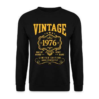 Cadeau rétro de l’année de naissance vintage 1976 - Sweat-shirt Unisexe - noir - Devant - Alina (178cm) & Michal (187cm)