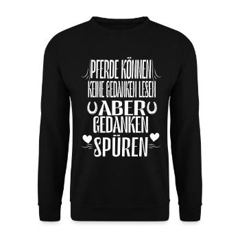 Les chevaux ne peuvent pas lire dans les pensées, mais les pensées s - Sweat-shirt Unisexe - noir - Devant - Alina (178cm) & Michal (187cm)