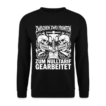 Zwischen Zwei Fronten Steuern Inflation Schraub - Unisex Pullover - Schwarz - Vorne - Alina (178cm) & Michal (187cm)