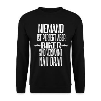 Nobody is perfect, but bikers are damn close - Unisex Sweatshirt - black - Front - Alina (178cm) & Michal (187cm)