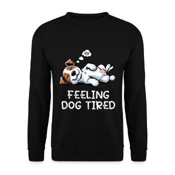 Feeling Dog Tired Jack Russel terrier Jack russel  - Unisex Pullover - Schwarz - Vorne - Alina (178cm) & Michal (187cm)