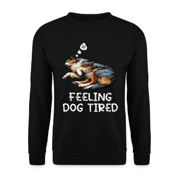 Se sentir fatigué par le chien Berger australien Aussiehalter - Sweat-shirt Unisexe - noir - Devant - Alina (178cm) & Michal (187cm)