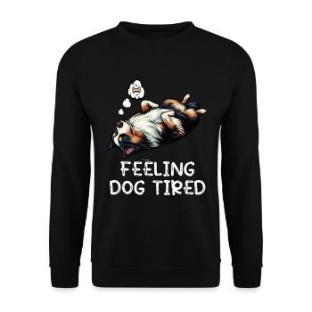Se sentir fatigué par le chien Berger australien Aussiehalter - Sweat-shirt Unisexe - noir - Devant - Alina (178cm) & Michal (187cm)