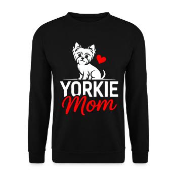 Yorkie Mom Herzhund Design - Unisex Pullover - Schwarz - Vorne - Alina (178cm) & Michal (187cm)