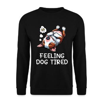 Feeling Dog Tired Miniatur Bullterrier Bully  - Unisex Pullover - Schwarz - Vorne - Alina (178cm) & Michal (187cm)