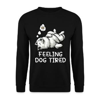 Feeling Dog Tired White Shepherd Dog - Unisex Sweatshirt - black - Front - Alina (178cm) & Michal (187cm)