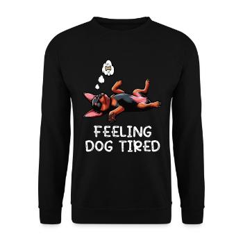 Feeling Dog Tired Zwergpinscher Pinscher Minpin - Unisex Pullover - Schwarz - Vorne - Alina (178cm) & Michal (187cm)