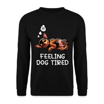 Feeling Dog Tired Zwergpinscher Pinscher Minpin - Unisex Pullover - Schwarz - Vorne - Alina (178cm) & Michal (187cm)
