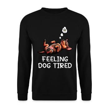 Feeling Dog Tired Zwergpinscher Pinscher Minpin - Unisex Pullover - Schwarz - Vorne - Alina (178cm) & Michal (187cm)
