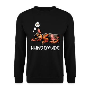 Hundemüde Zwergpinscher Pinscher Pinscherbesitzer - Unisex Pullover - Schwarz - Vorne - Alina (178cm) & Michal (187cm)