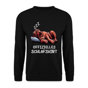 Offizielles Schlafshirt Bordeaux Dogge Bordeauxs - Unisex Pullover - Schwarz - Vorne - Alina (178cm) & Michal (187cm)