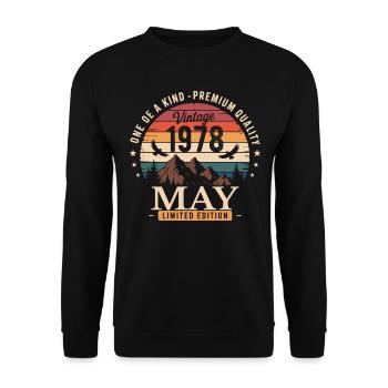Vintage Mai 1978 Anniversaire Mai 1978 - Sweat-shirt Unisexe - noir - Devant - Alina (178cm) & Michal (187cm)