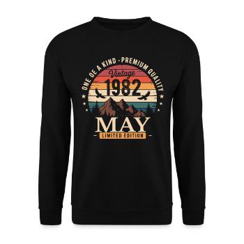 Vintage Mai 1982 Anniversaire Mai 1982 - Sweat-shirt Unisexe - noir - Devant - Alina (178cm) & Michal (187cm)