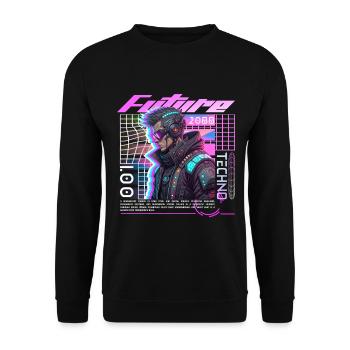 Cycliste Cyberpunk Néon - Sweat-shirt Unisexe - noir - Devant - Alina (178cm) & Michal (187cm)