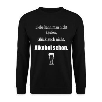 Alkohol lustiger Spruch - Vatertag 2026 Bier - Unisex Pullover - Schwarz - Vorne - Alina (178cm) & Michal (187cm)