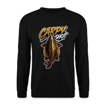 Carpyshot Golden Carp – Premium Fishing Design - Unisex Sweatshirt - black - Front - Alina (178cm) & Michal (187cm)