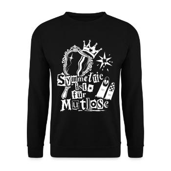 Symmetrie Ist Für Mutlose - Unisex Pullover - Schwarz - Vorne - Alina (178cm) & Michal (187cm)