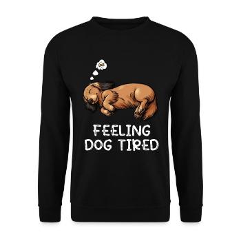 Feeling Dog Tired Long Hair Dachshund Dachshund Dachshund - Unisex Sweatshirt - black - Front - Alina (178cm) & Michal (187cm)