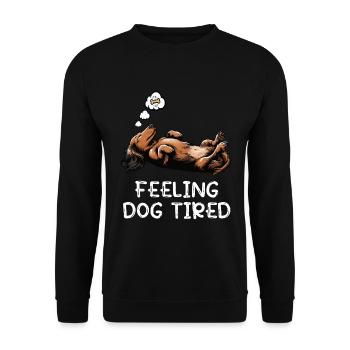 Feeling Dog Tired Long Hair Dachshund Dachshund Dachshund - Unisex Sweatshirt - black - Front - Alina (178cm) & Michal (187cm)