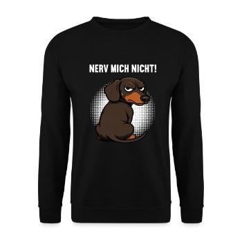 Nerv Mich Nicht Dackel Dackelbesitzer Dackelhalter - Unisex Pullover - Schwarz - Vorne - Alina (178cm) & Michal (187cm)