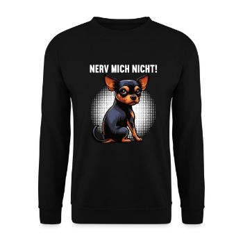 Nerv Mich Nicht Zwergpinscher Pinscher Minpin - Unisex Pullover - Schwarz - Vorne - Alina (178cm) & Michal (187cm)