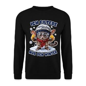 Ich filtere nur den Winter - Unisex Pullover - Schwarz - Vorne - Alina (178cm) & Michal (187cm)