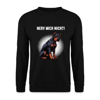 Nerv Mich Nicht Dobermann Dobermannbesitzer  - Unisex Pullover - Schwarz - Vorne - Alina (178cm) & Michal (187cm)