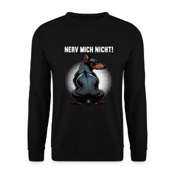 Nerv Mich Nicht Dobermann Dobermannbesitzer  - Unisex Pullover - Schwarz - Vorne - Alina (178cm) & Michal (187cm)
